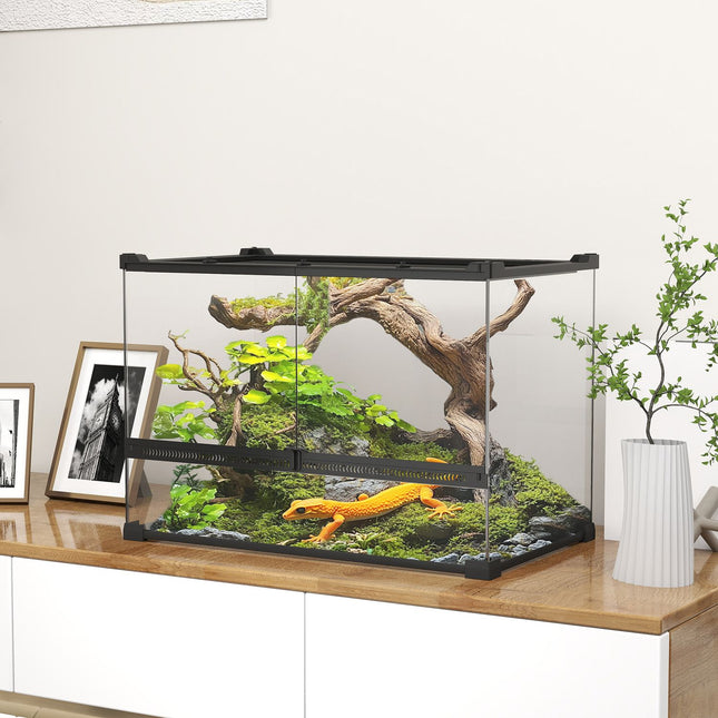 Glass Terrarium for Reptiles, Waterproof Base, Lock