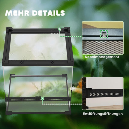 Glas Terrarium für Reptilien, wasserdichte Basis, sicheres Schloss