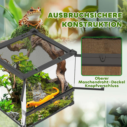 Glas Terrarium für Reptilien, wasserdichte Basis, sicheres Schloss
