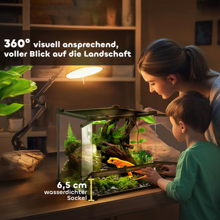 Glas Terrarium für Reptilien, wasserdichte Basis, sicheres Schloss