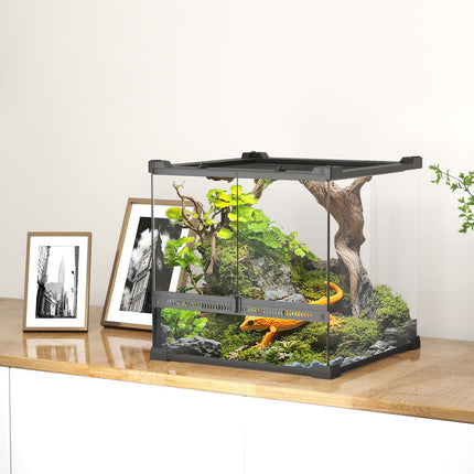 Glas Terrarium für Reptilien, wasserdichte Basis, sicheres Schloss