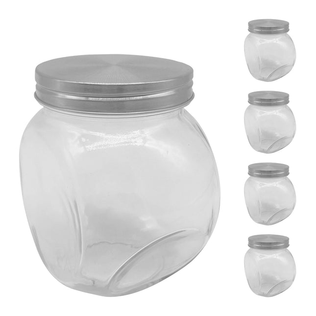 Glass Treat Jars Set, 5 Pack, 650 ml Airtight Storage