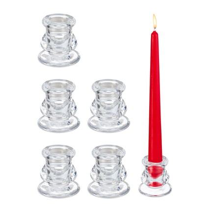 Glass candle holder with 6 pcs