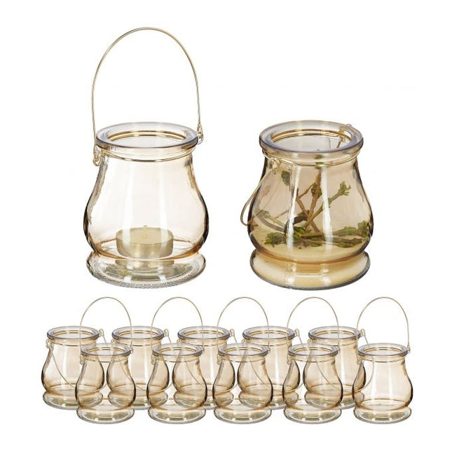 Glaswindlicht Gold 12er Set
