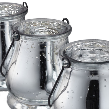 Lanterne en verre argentée, lot de 12