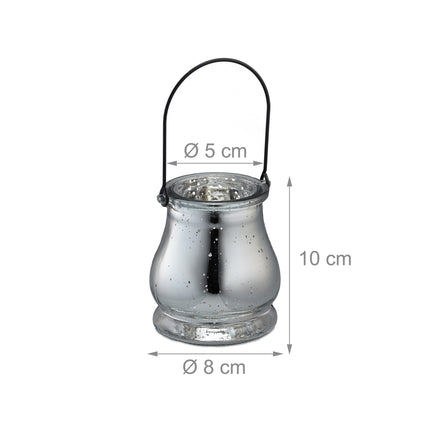 Lanterne en verre argentée, lot de 12