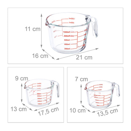 Glasmessbecher 3er Set