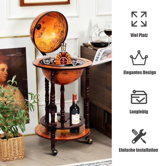 Globusbar Barwagen Globus Bar Hausbar Servierwagen Weinregal mit Rädern