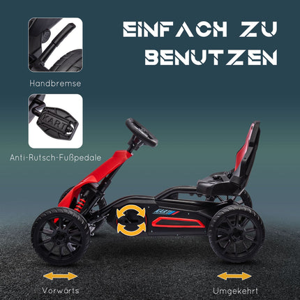 Tret-Gokart für Kinder mit verstellbarem Sitz und Handbremse