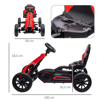 Tret-Gokart für Kinder mit verstellbarem Sitz und Handbremse