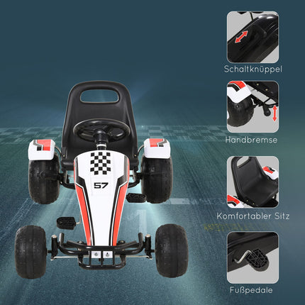 Pedal Go Kart for children - Steel frame, white, 3-8 years