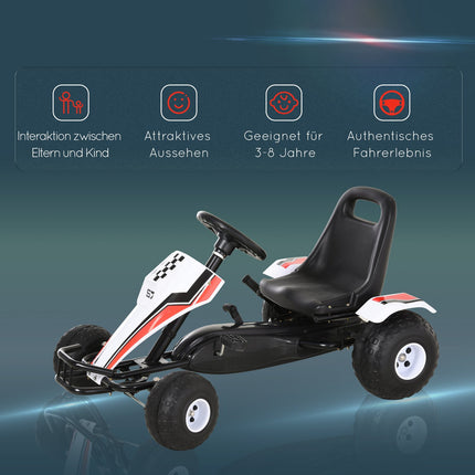 Pedal Go Kart for children - Steel frame, white, 3-8 years