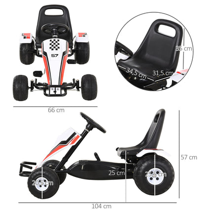 Pedal Go Kart for children - Steel frame, white, 3-8 years