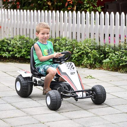 Pedal Go Kart for children - Steel frame, white, 3-8 years