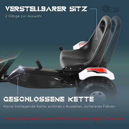 Pedal Go Kart for children - Steel frame, white, 3-8 years