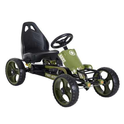 Green Kids Go Kart - Handbrake, Adjustable Seat, 3+ Years