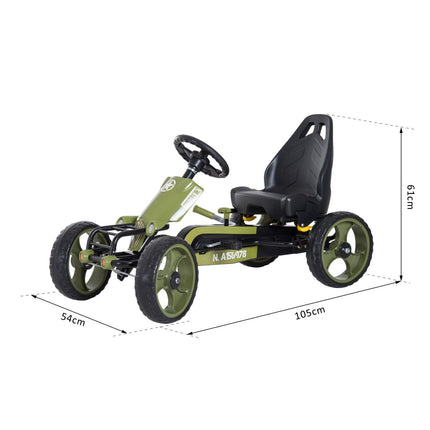 Green Kids Go Kart - Handbrake, Adjustable Seat, 3+ Years