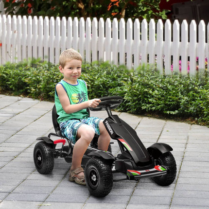 Tret-Gokart für Kinder mit Handbremsen, verstellbarem Sitz, Schwarz