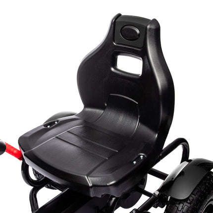 Tret-Gokart für Kinder mit Handbremsen, verstellbarem Sitz, Schwarz