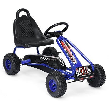 Gokart Go Cart mit Handbremse Tretauto 30kg Tretfahrzeug Tretfahrzeug 3-6 Jahre Blau