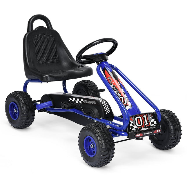 Gokart Go Cart mit Handbremse Tretauto 30kg Tretfahrzeug Tretfahrzeug 3-6 Jahre Blau