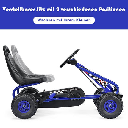 Gokart Go Cart mit Handbremse Tretauto 30kg Tretfahrzeug Tretfahrzeug 3-6 Jahre Blau