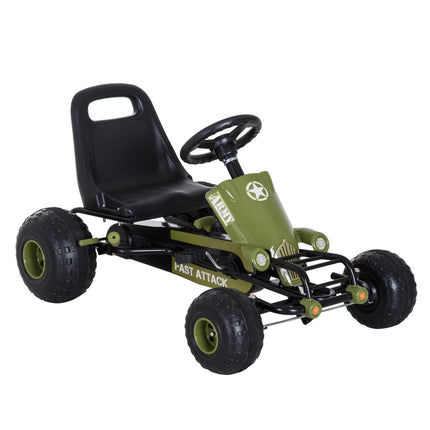 Pedal-Gokart für Kinder, Handbremse, Grün, Outdoor-Spaß