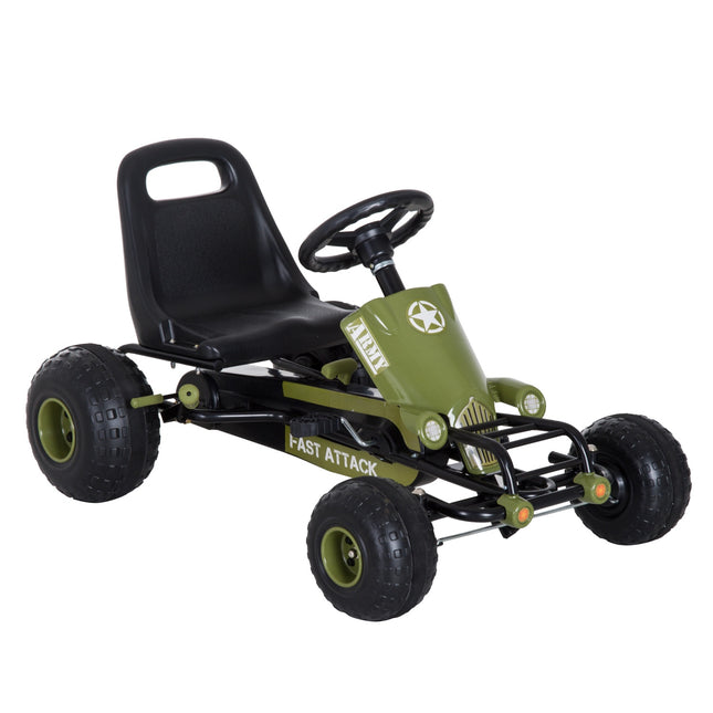 Pedal-Gokart für Kinder, Handbremse, Grün, Outdoor-Spaß