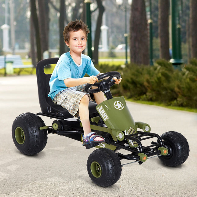 Pedal-Gokart für Kinder, Handbremse, Grün, Outdoor-Spaß