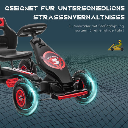 Gokart für Kinder, verstellbarer Sitz, Gummireifen