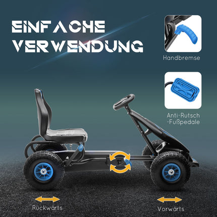 Kinder-Gokart mit verstellbarem Sitz, Gummireifen und Bremse