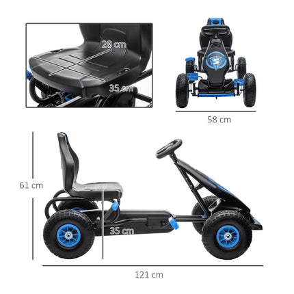 Kinder-Gokart mit verstellbarem Sitz, Gummireifen und Bremse
