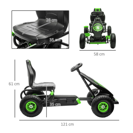 Go-kart for children with adjustable seat and handbrake
