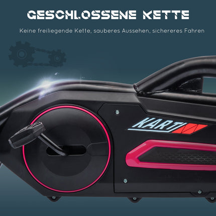 Pinkes Tret-Gokart für Kinder 3-8 Jahre, Handbremse & verstellbarer Sitz