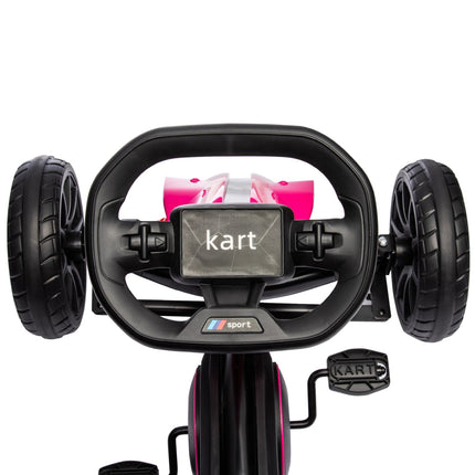 Pinkes Tret-Gokart für Kinder 3-8 Jahre, Handbremse & verstellbarer Sitz