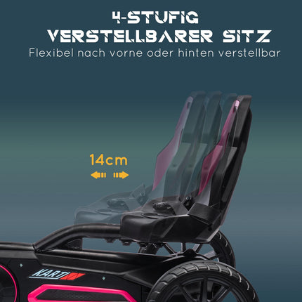 Pinkes Tret-Gokart für Kinder 3-8 Jahre, Handbremse & verstellbarer Sitz