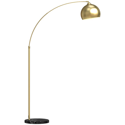 Goldene Bogenstehlampe mit verstellbarem Standfuß, Marmorsockel