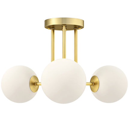 Gold Ceiling Light with Globe Shades, 3 G9 Sockets