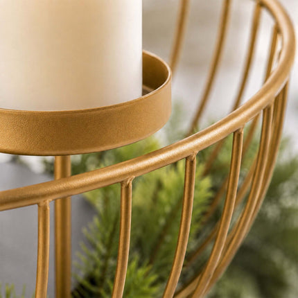 Gold Metal Advent Wreath Bowl, 33 cm Steel Holder