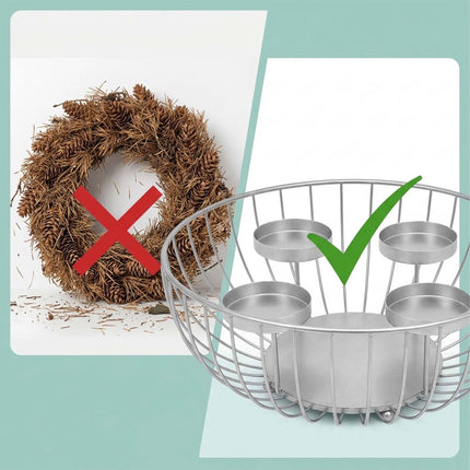 Gold Metal Advent Wreath Bowl, 33 cm Steel Holder