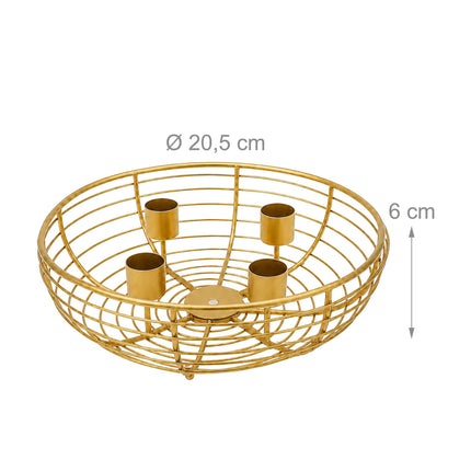 Gold Metal Wire Advent Wreath – 20.5 cm Steel Holder