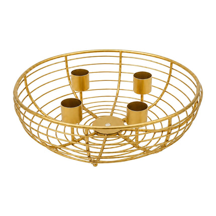 Gold Metal Wire Advent Wreath – 20.5 cm Steel Holder