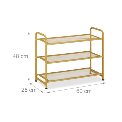 Goldenes Schuhregal aus Metall