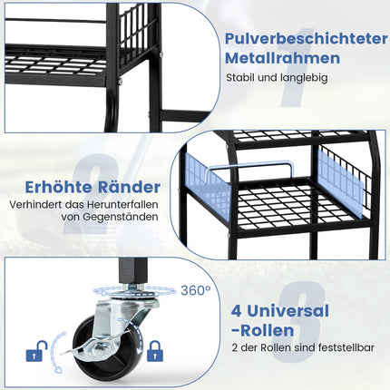 Golfbag-Organizer-Regal mit Rollen für 2 Taschen, Schwarz