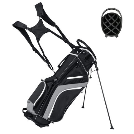 Golfový bag s 14dílnou přepážkou, 6 kapes, pláštěnka, šedá