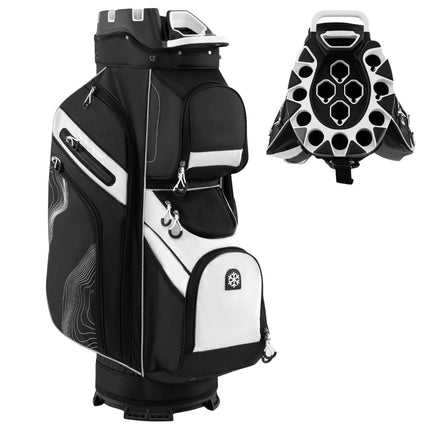 Golfový cart bag, 14dílná přepážka, 11 kapes, černá