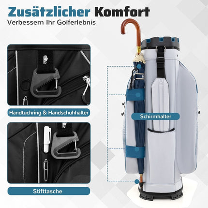 Golfový cart bag, 14dílná přepážka, 11 kapes, námořnická modrá