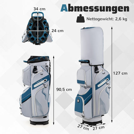 Golfový cart bag, 14dílná přepážka, 11 kapes, námořnická modrá