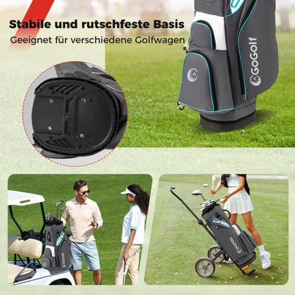 Golfový cart bag, 14dílná přepážka, voděodolný, šedá
