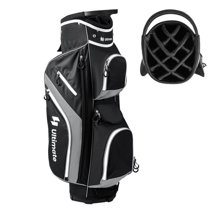 Golf Cart Bag with 14 Dividers, 9 Pockets, Cooler, Gray